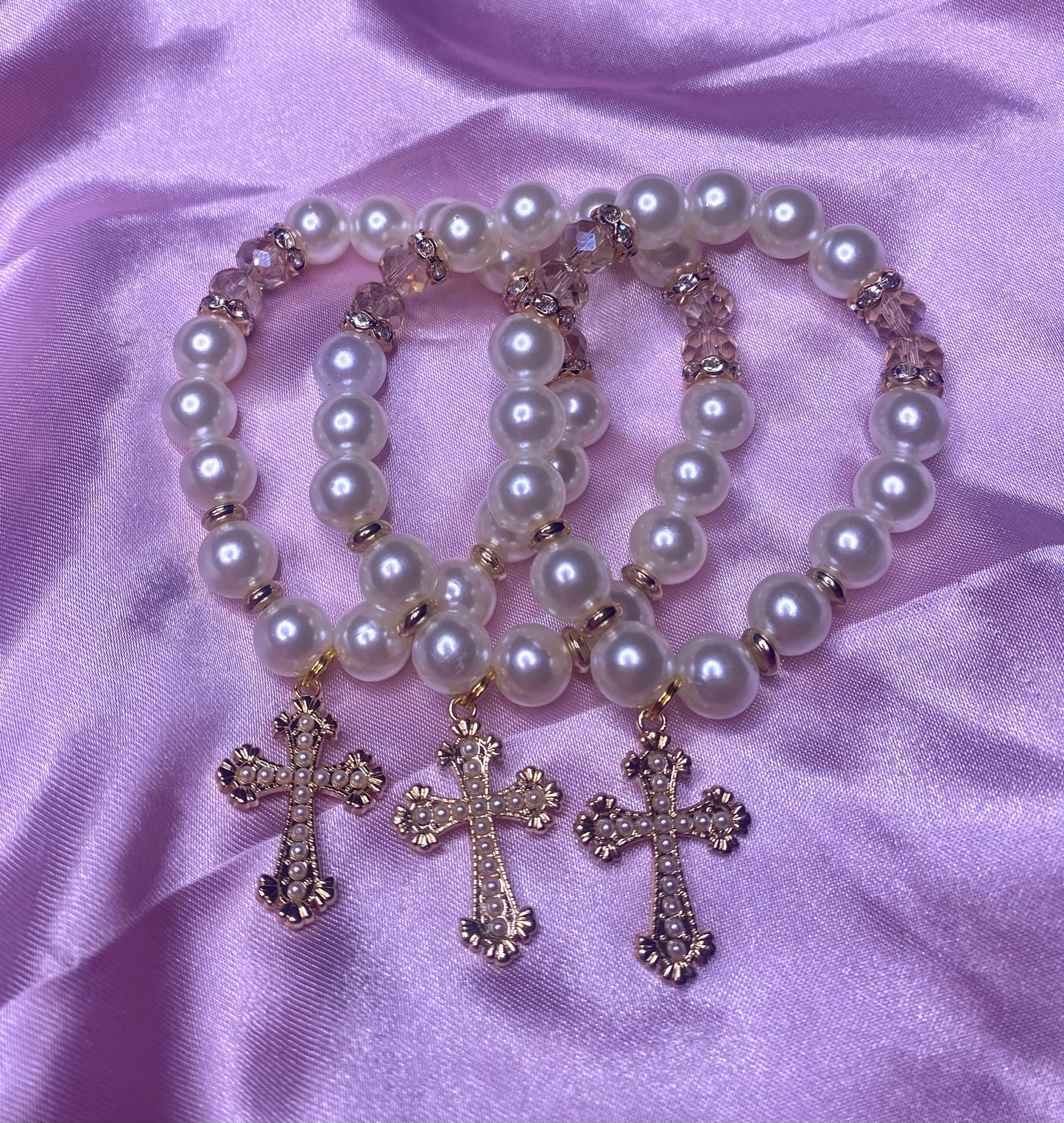 Gold & Champagne Pearl Cross